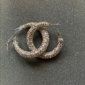 Silver Crystal Hoop Earrings - Sparkling Women's Jewelry